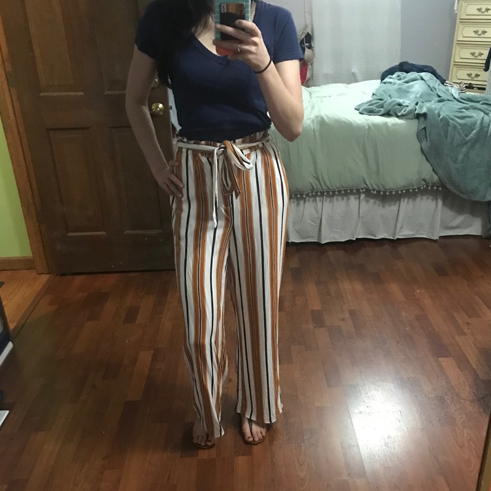Forever 21 high waisted striped wide leg pants